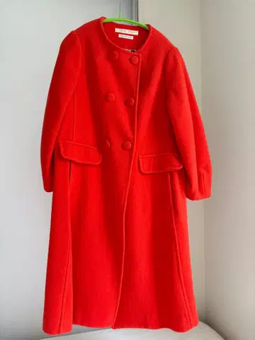 오렌지 롱 코트 더블 버튼