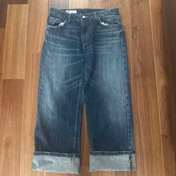 ZARA 스트레이트 데님 다크 블루 와이드 핏