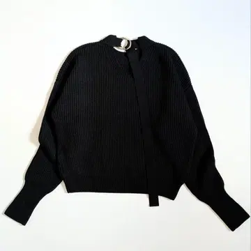 [새상품급] 루 쉘 블루 니트 백 테이프 스웨터 하찌 크루넥