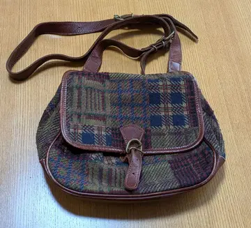 체크 무늬 숄더백 가죽 벨트 레트로