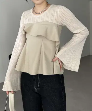 인기 카프리슈 레마쥬 프릴 뷔스티에 레이어드 스타일 베이지