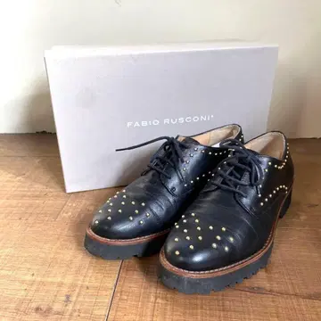 FABIO RUSCONI 스터드 블랙 레이스업 슈즈