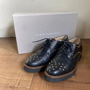 FABIO RUSCONI 스터드 블랙 레이스업 슈즈