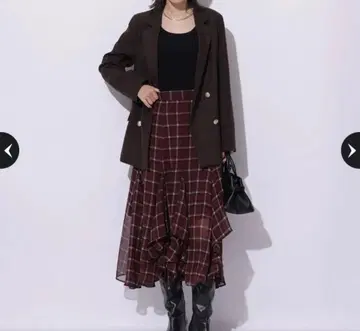 에어리 미디 체크 스커트