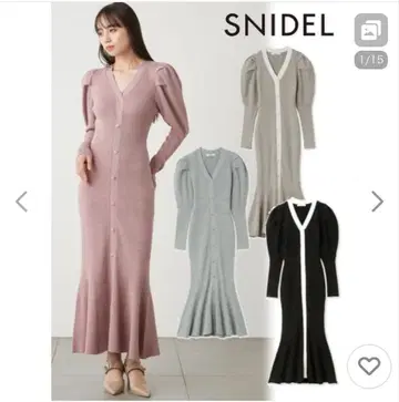 SNIDEL 프론트 버튼 니트 원피스