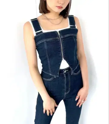 에모다 EMODA 데님 플레어 지퍼 살로펫