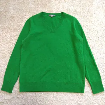UNIQLO 그린 V넥 스웨터 캐시미어 100% XL
