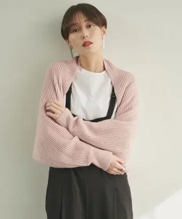 해시 뉴앙스 에어리 울 볼레로 가디건 핑크 새상품 택 포함