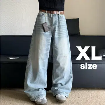 배기 데님 XL 90s 와이드 실루엣 데님 청바지 청바지