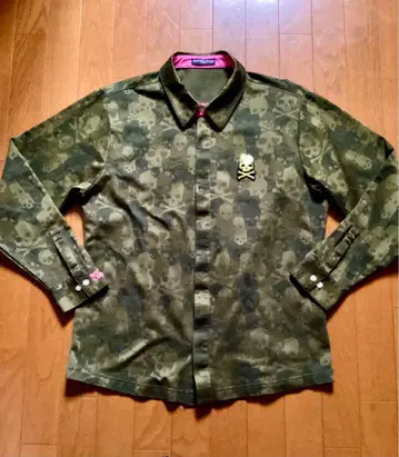 댄스 위드 드래곤 앞 버튼 스컬 패턴 긴팔 셔츠 4