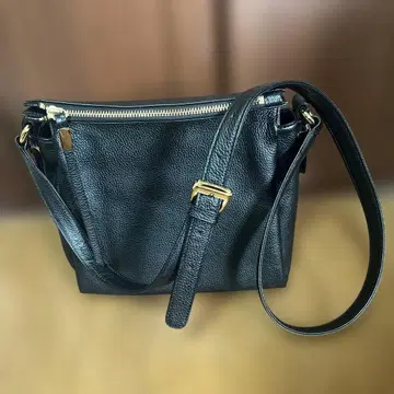 후쿠하마노 하마노 가죽 숄더 백 블랙