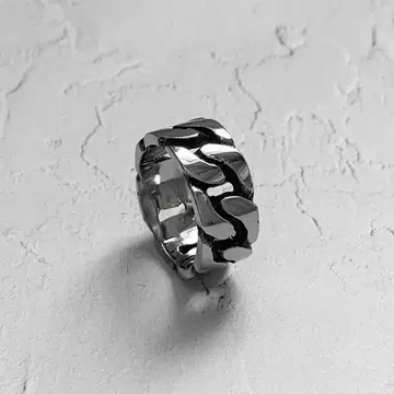 심플 키헤이 반지 실버 평평한 반지 키헤이 잉크 체인링 9mm