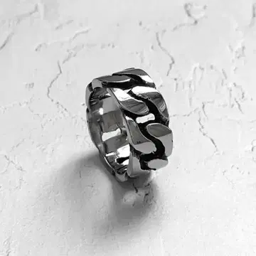 심플 키헤이 반지 실버 평평한 반지 키헤이 잉크 체인링 9mm