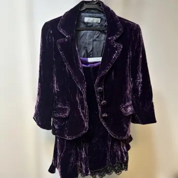 새상품 prima attrice 퍼플 벨벳 셋업