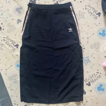 adidas 블랙 롱 스커트 사이드 스트라이프