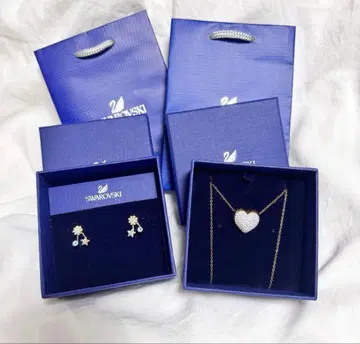 swarovski 별꽃 귀걸이 하트 목걸이 2개 세트