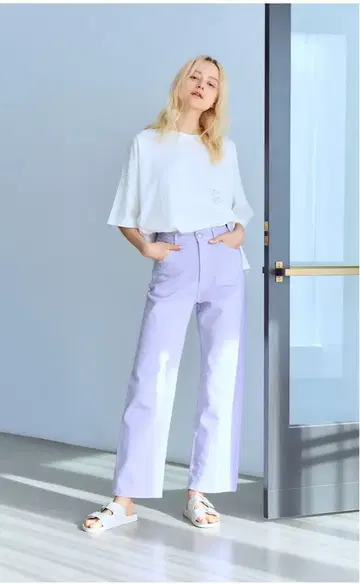 야누크 라일락 하이웨스트 데님 팬츠