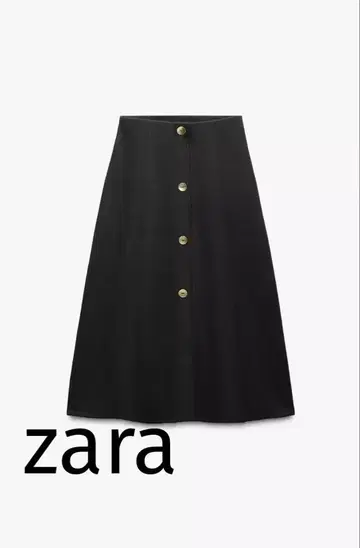 ZARA 소프트 버튼 미디 기장 스커트 M 미사용 새상품