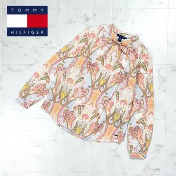새상품급 타미힐피거 페이즐리 무늬 블라우스 페일 오렌지 사이즈 XS