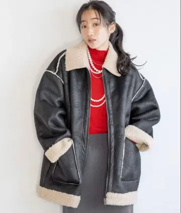 새상품 로리즈팜 집업 블루종 무스탕 코트