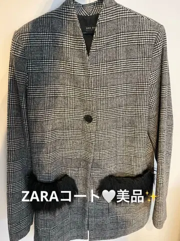 자라 체크 코트 울 믹스 체크