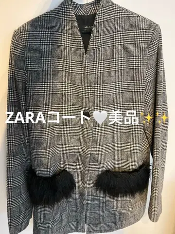 자라 체크 코트 울 믹스 체크