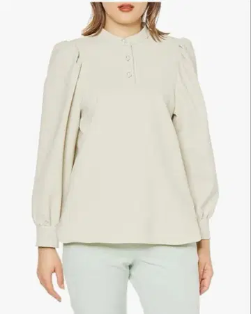 SONO 베이지 긴팔 셔츠 퍼프 슬리브