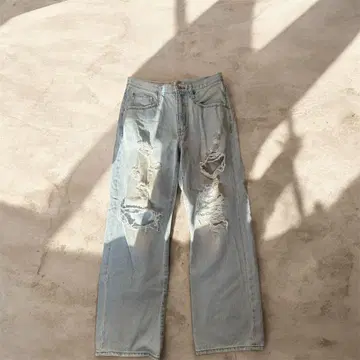 라이트 블루 데미지 데님 팬츠 ZARA