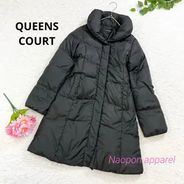 QUEENS COURT 다운 페더 코트 롱 하자품 블랙 S