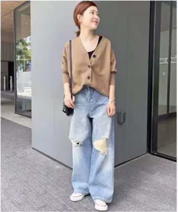 Spick and Span 더블 자카드 빅 가디건 카멜