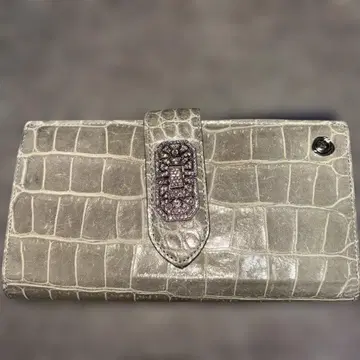 ADMJ 크로커다일풍 장지갑 골드 컬러 네이비 내부