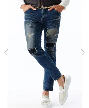 1PIU1UGUALE3 : 9 테이퍼드 데미지 데님