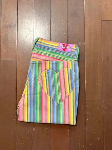 evisu 스트라이프 스트레치 팬츠 하트 포켓