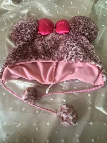 디즈니 팬캡 미니 레오파드 무늬 핑크