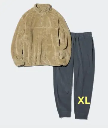 유니클로 남성용 퍼리 플리스 세트 XL 베이지