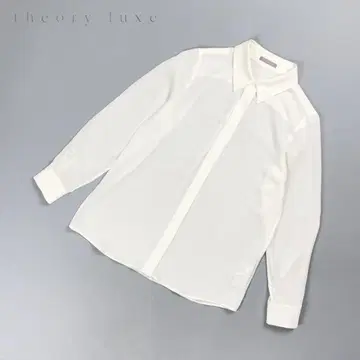 새상품급 띠어리 럭스 시어 블라우스 긴팔 셔츠 화이트 사이즈 38