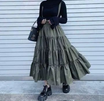 [ 새상품급 ] 시뉴 cygne 캉캉 스커트 Aki 카키 0