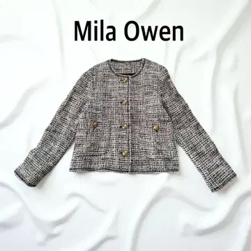 [ Mila Owen ] 노카라 자켓 트위드 골드 버튼 0