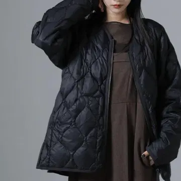 TAION/밀리터리 더블 지퍼 V넥 다운 자켓