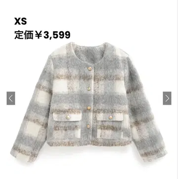 GRL 그레일 체크 무늬 샤기 자켓[gn358] F 프리 사이즈