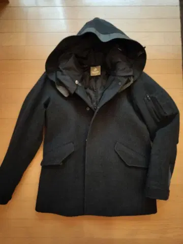 나노 유니버스 후드 부착 다크 그레이 코트 자켓