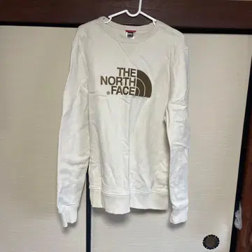 THE NORTH FACE 로고 맨투맨 크림색