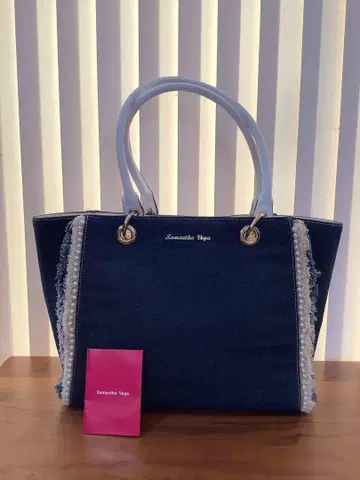 새상품급 사만다 베가 A4 대응 데님 라지 핸드백 빅백