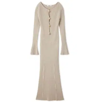 SNIDEL 디자인 프론트 버튼 니트 원피스 베이지