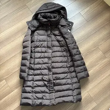 MONCLER 다크 그레이 후드 부착 롱 다운 자켓