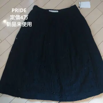 PRIDE 블랙 레이스 플레어 스커트