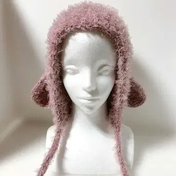 복슬복슬 핑크 귀도리 달린 모자