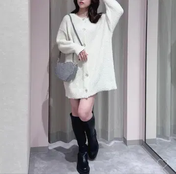 안미르 하트 버튼 미니 버튼 니트 OP