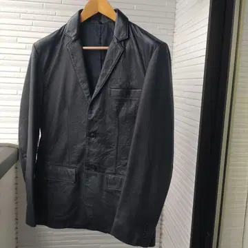 무인양품 남성용 블랙 가죽 테일러드 자켓 L 사이즈