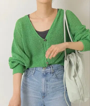 Spick & Span 가디건 그린 페이퍼얀 프리 사이즈